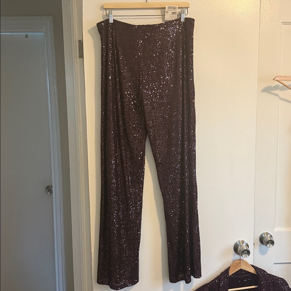 Mango Deep Purple Sequin Blazer and Pants Set - Picture 12 of 16